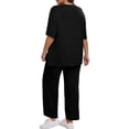thumbnail image 4 of Women Plus Size Solid 2 Pieces Sets Short Sleeve Casual Tops and Wide Leg Pants Tracksuit, 4 of 6