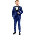 thumbnail image 6 of Boys Suits Slim Fit 5 Piece Toddler Tuxedo Suit Set for Teen Boy Formal Dress Clothes Peaked Lapel Kids Wedding Outfit, 6 of 6