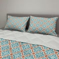 thumbnail image 2 of Oriental Comforter & Sham Bedding Set, Stalactite Inspired Intricate Lattice Moroccan Style, 3 pcs Duvet Set Microfiber Filling Quilt, 5 Sizes, Rust Blue and Eggshell, by Ambesonne, 2 of 4