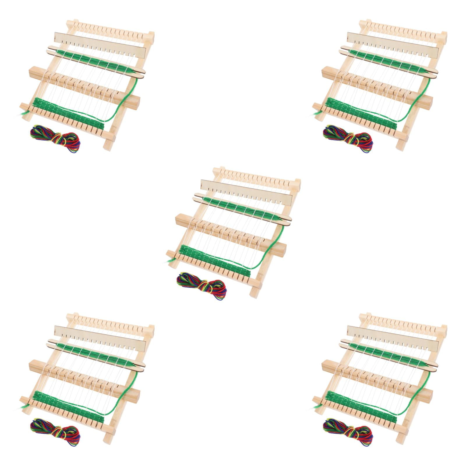 Masteelf 5 Sets DIY Weaving Loom Portable Handmade Knitting Machine Wooden Frame Craft Weaving Tool for Yarn and Bracelet Creative Weaving Toy