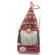 Holiday Time Red and Gray Gnome Christmas Ornaments, 2 Count