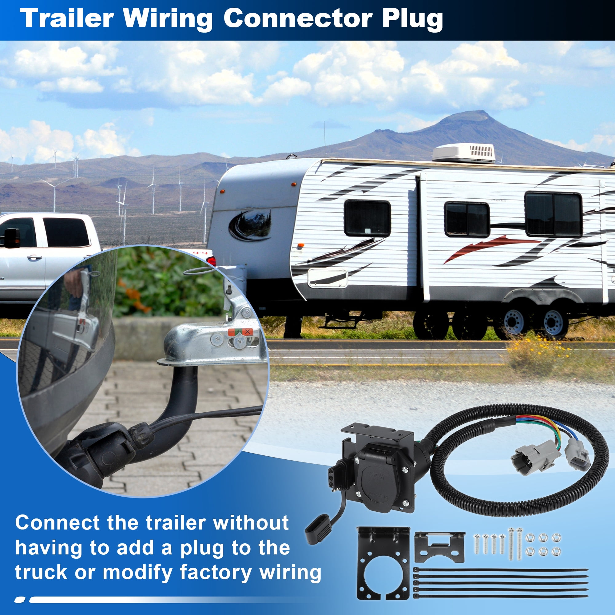 Unique Bargains 7 Way Trailer Wiring Connector Plug for Toyota Tundra 2007-2013