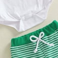 thumbnail image 6 of CAICJ98 Baby St Patricks Day Outfit Boy Long Sleeve Romper Onesie Clover Pants Hat 3Pcs Clothes Set (White,3-6 Months), 6 of 7
