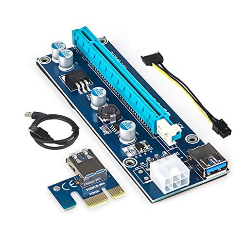 VER011-PRO BEYIMEI PCIE Riser 1 x à 16 x Extension Graphique avec indicateur LED pour Carte Adaptateur Bitcoin GPU Mining Powered Riser Paquet de 6 