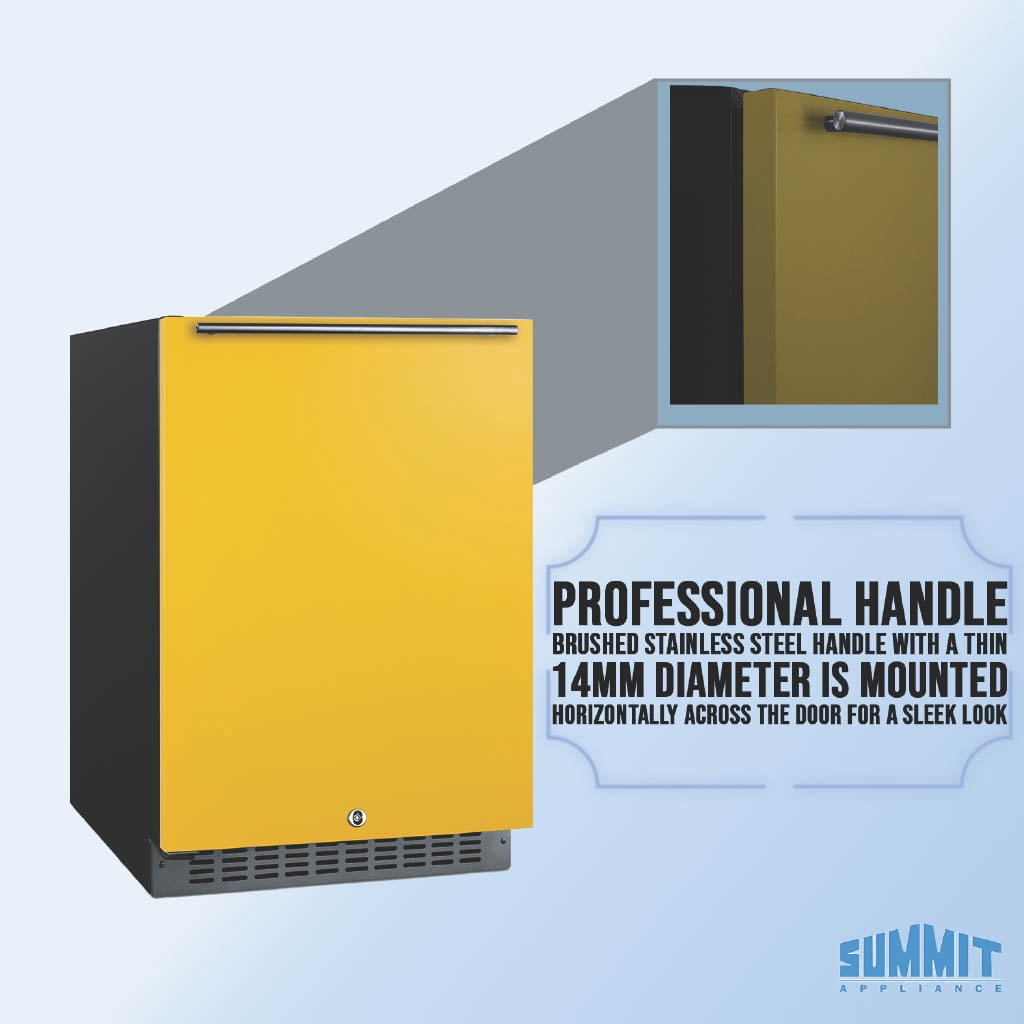 Summit 24" Built-In Refrigerator, 4.8 cu.ft., ADA Compliant, Undercounter, Yellow, Stainless Steel - AL54Y