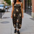 thumbnail image 4 of Womens Halloween Pumpkin Print Sleeveless Jumpsuit Casual Wide Leg Fashion Fall Romper Cute Halloween Costume Coffee XL, 4 of 5