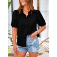 thumbnail image 3 of Camisa PRETTYGARDEN Negra de Algodón con Botones, Talle Grande, 3 of 9