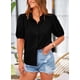 thumbnail image 3 of Camisa PRETTYGARDEN para mujer, negra, con botones y manga farol, talla XXL, 3 of 9