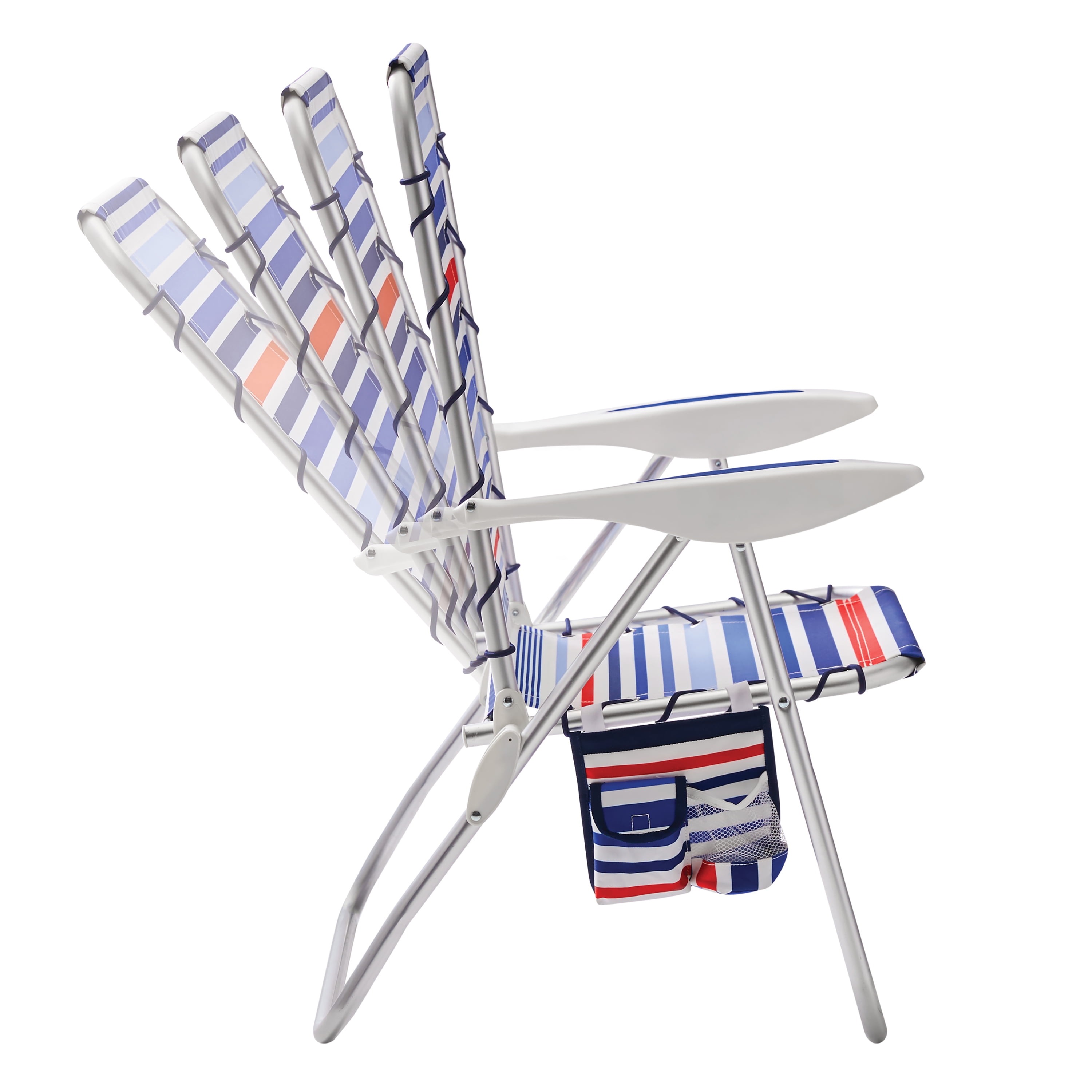 Mainstays Aluminum Bungee Beach Chair Red White Blue Stripe
