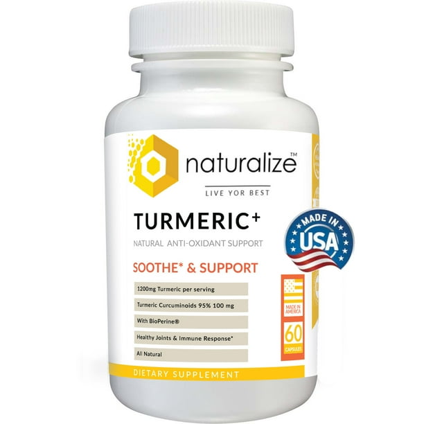 Turmeric (Curcumin) with Bioperine Vegan, 1300mg, 60 Capsules Walmart