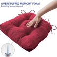 thumbnail image 5 of Chair Cushions for Dining Chairs Set of 6, Kitchen Chair Cushions, Chair Pads with Ties and Non Slip Backing, Tufted Memory Foam Seat Cushion 6 Pack, 15.5" x 15.5" x 4", Red, 5 of 14