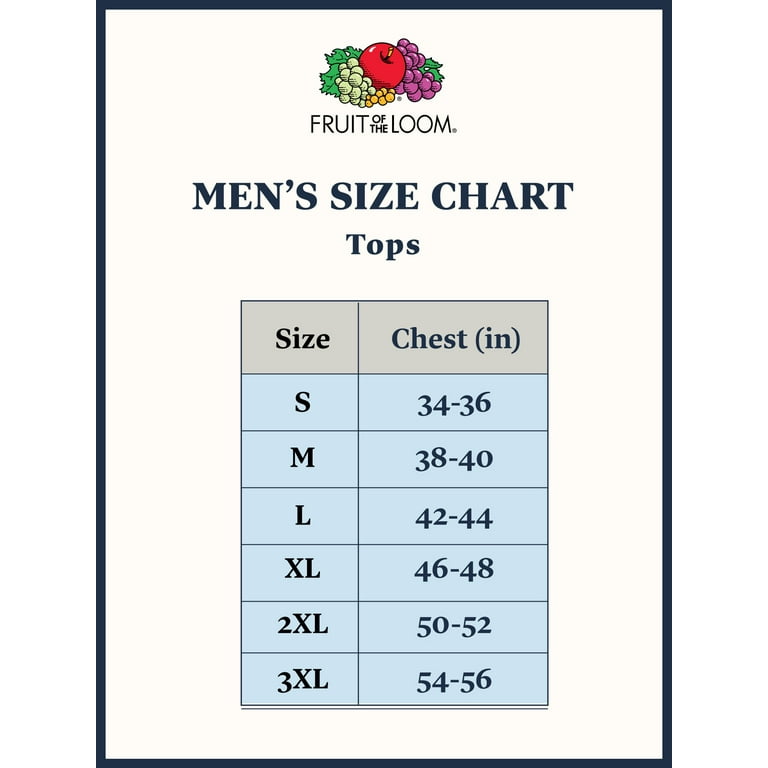 Fruit of the loom hoodie size chart hotsell