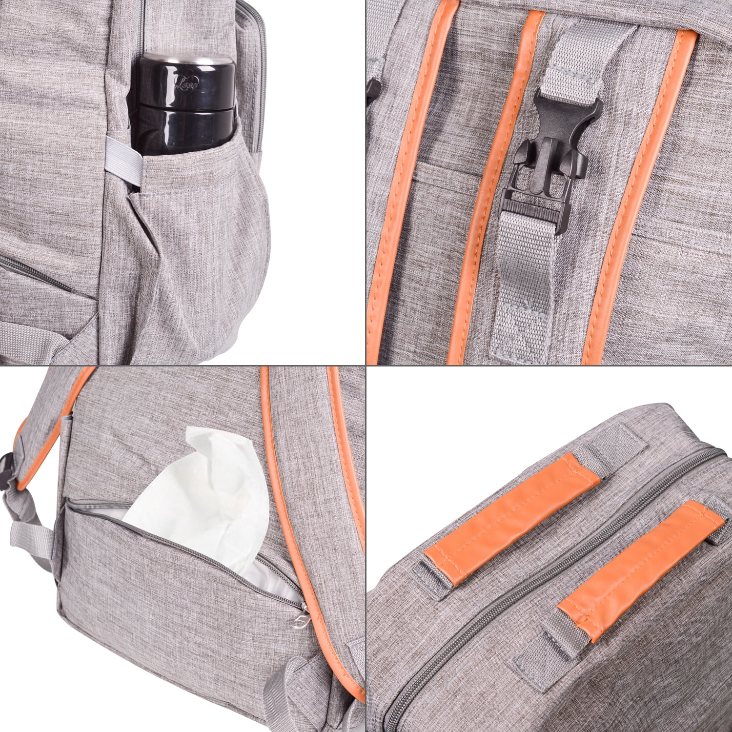 Multi-Functional Diaper Bag Backpack with Insulated Bottle Pockets, Large Capacity Baby Bag, Waterproof Travel Backpack for Moms & Dads with Stroller Straps & Multiple Compartments