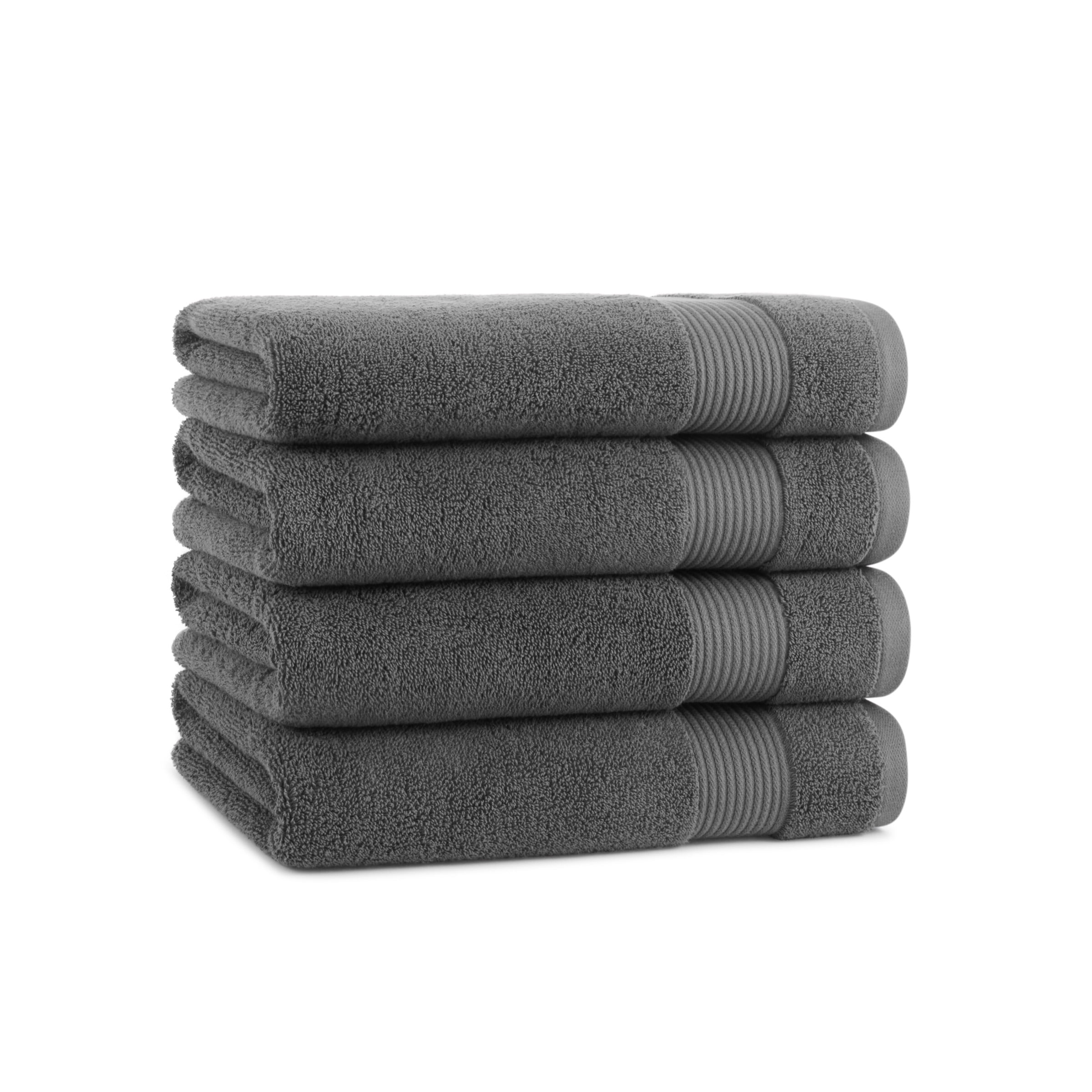 Host & Home Cotton Bath Towels (Bulk Case of 24) - 27x54 in., Soft & Absorbent - Dark Grey