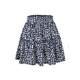 thumbnail image 3 of Seyurigaoka Women Summer Casual Boho Mini A-line Skirt Floral/Leopard Print Drawstring Elastic High Waist Short Skirt, 3 of 4
