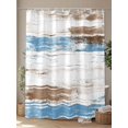 thumbnail image 4 of Retro Blue Shower Curtain, Brown Wood Grain Mottled Texture Abstract Art Waterproof Shower Curtain Set with 12 Hooks Lightweight Washable Fabric Shower Curtains for Bathroom 72x72 Inches, 4 of 6