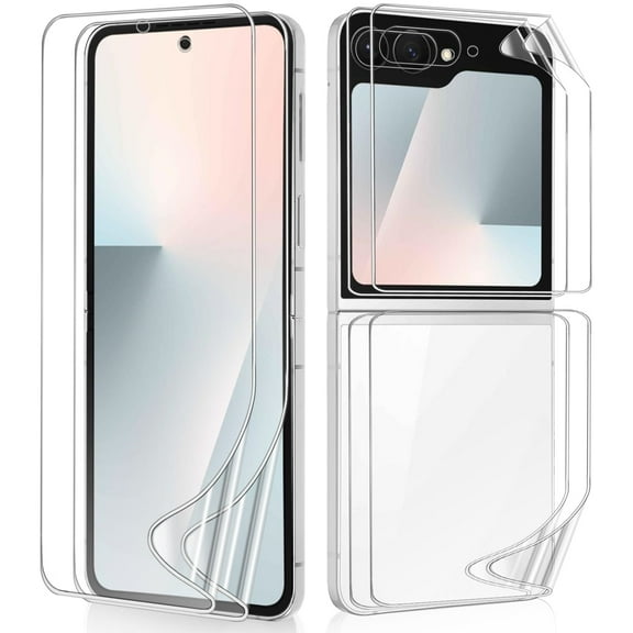 2 Sets Screen Protector for Samsung Galaxy Z Flip 7 FE, (2 Main Screen and 2 Front Screen) Premium Folding TPU Soft Protective Film, Full Coverage for Galaxy Z Flip7 FE,HD Clear Scratch Resistant