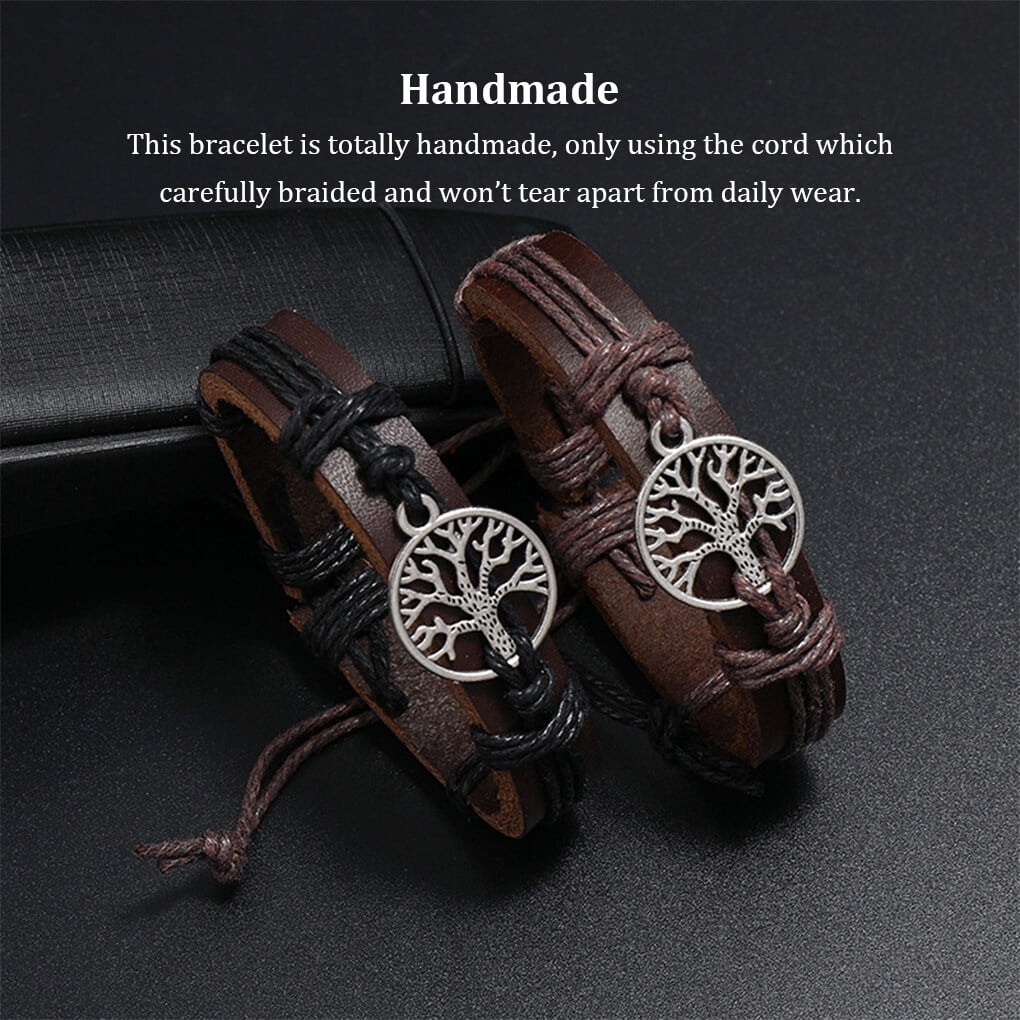 Braided Charm Leather Bracelets Vintage Adjustable Punk Lady