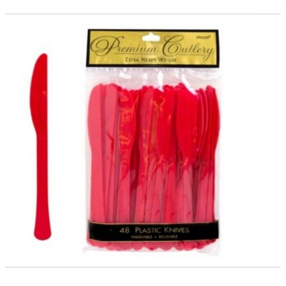 Amscan 148063 Apple Red Heavy Weight Knives- 48 count