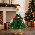 thumbnail image 6 of Christmas Porch Goose Outfit, Porch Geese Costume | Christmas Tree Tulle Dress with Santa Hat & Scarf, Decor Clothes for Lawn Goose Statue, Farm Yard Outdoor Christmas Decor, Red, 6 of 6