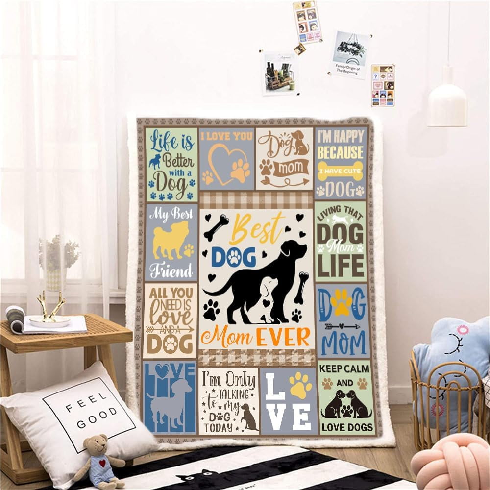 Dog Mom Gifts for Women, Gifts for Dog Moms, Dog Lovers Gifts for Women, Dog Mom Gift for Christmas Mothers Day, Best Dog Mom Birthday Blanket 60 x 50 (zjm154,50"x 60")