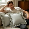 thumbnail image 4 of 2 Pack Gingham Throw Pillow Covers Decorative Ruffle Square Pillow Covers for Couch Farmhouse Pillow Covers for Living Room Bedroom Home Decor, 4 of 6
