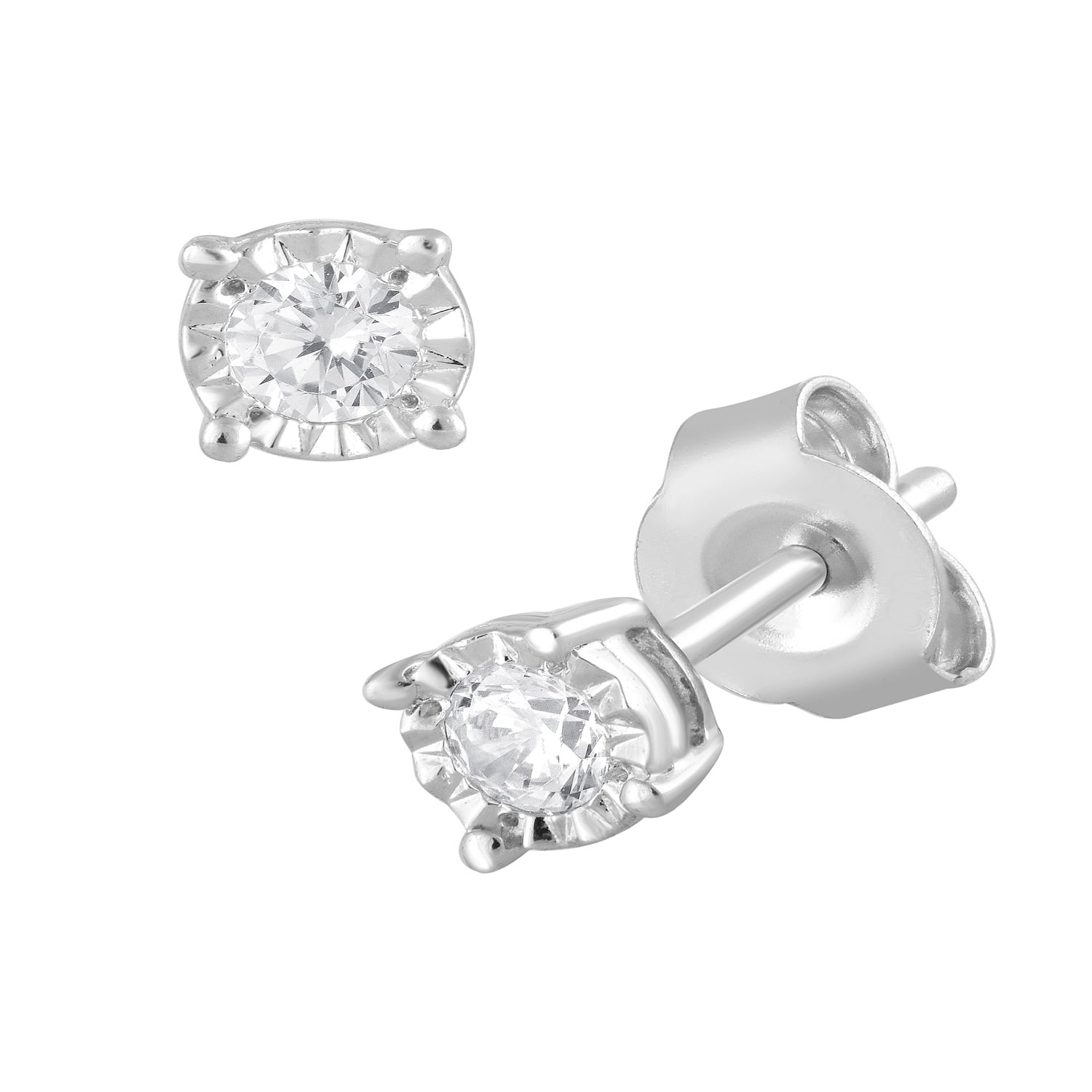 Unique Moments 1/5 cttw Lab Grown Diamond Stud Earrings in Sterling Silver