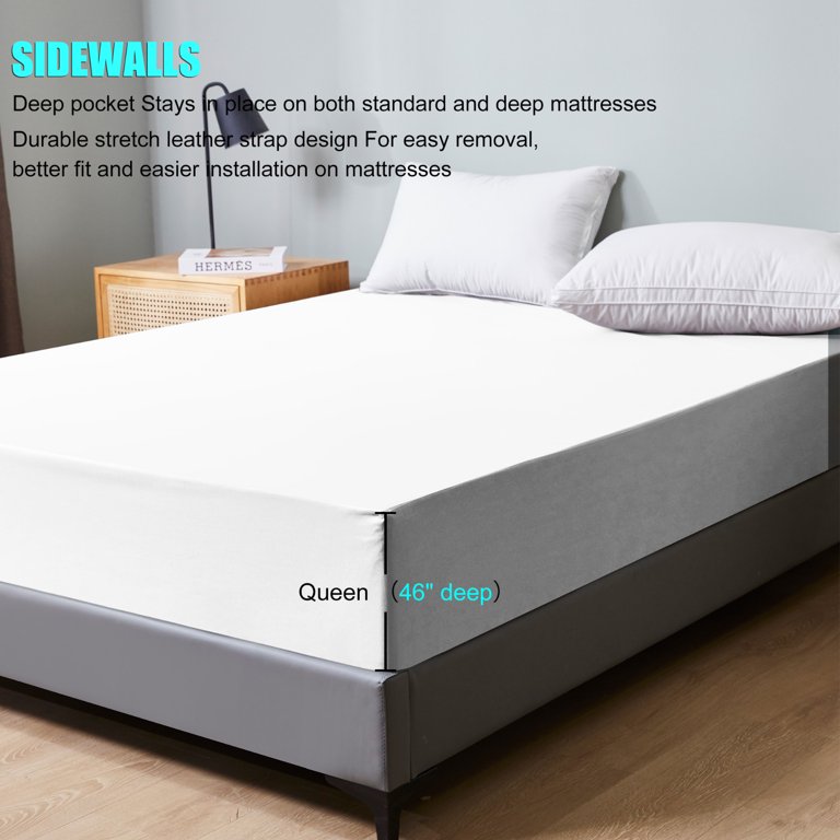 Elegant Choise Waterproof Mattress Protector Queen Bed Sheets, White