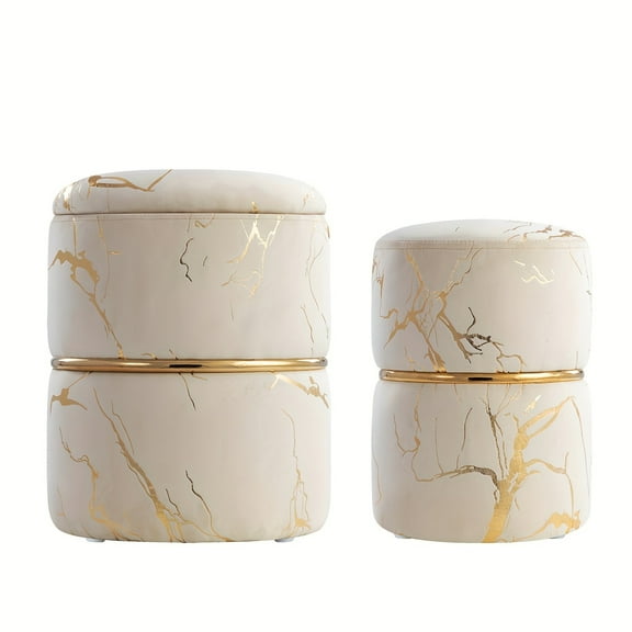 A Set Of 2, Gilded Striped Suede, Full Of Design Sense, Padded Storage , Makeup , Living Room, Bedroom With Multiple Colors Available