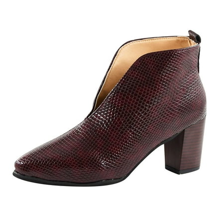 

TAIAOJING Women s Ankle Boots Boots Ankle Boots Stacked Heel Booties Fahsion Leather Short Boots Zapatillas