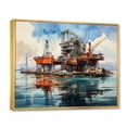 thumbnail image 2 of Designart "Teal Oil Rigs landscapes Offshore II" Oil Rigs / Fields Floater Framed Wall Decor, 2 of 7