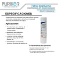 thumbnail image 2 of Filtro Cartucho de Polipropileno Termofusionado para reducción de Sedimentos del agua Purikor PKCPP2.5X20X50, 2 of 3