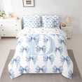 thumbnail image 2 of Feelyou Kawaii Monogrammed D Twin Bedding Sets 7-Piece for Teens, Fashion Bowknot Ribbon Bedding Comforter Set, Cute Princess Style Reversible Sheet Sets, Super Cozy Room Decor, 2 of 8