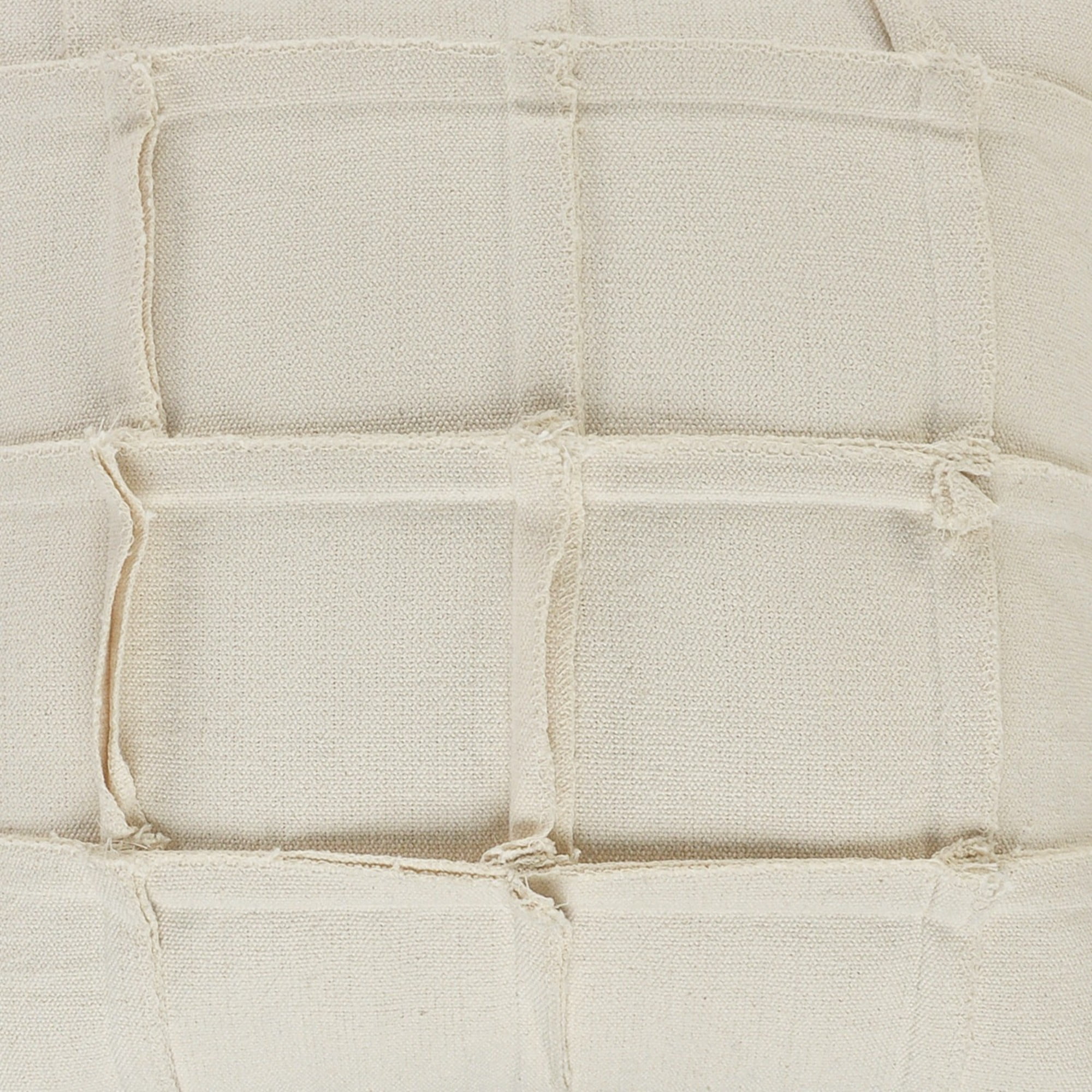 Laddha Home Designs Handwoven Over Tufted Grid Cotton Throw Pillow Cover - 20" - Cream