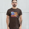 thumbnail image 3 of Tee Hunt Colorful American Flag T-shirt Patriotic 4th of July Independence Men's Tee, Brown, Small, 3 of 5