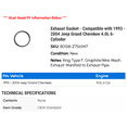 thumbnail image 2 of Exhaust Gasket - Compatible with 1993 - 2004 Jeep Grand Cherokee 4.0L 6-Cylinder 1994 1995 1996 1997 1998 1999 2000 2001 2002 2003, 2 of 2