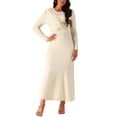 thumbnail image 1 of Conjunto de vestido de dos piezas para mujer INSPIRE CHIC, vestido de manga larga con frente retorcido, vestido A-line, color beige, 1 of 5