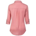 thumbnail image 4 of MixMatchy Women's Long Sleeve Denim V-Neck Tencel Button Down Shirt, 4 of 6
