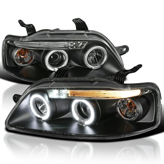 Spec-D Tuning Black Projector Headlights Compatible with 2004-2008 Chevy Aveo 4 Door Sedan/ Hatchback, 2004-2006 Chevy Aveo5 4 Door Hatchback, Left   Right Pair Headlamps Assembly