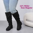 thumbnail image 6 of Love Steetly Women's Extra Wide Calf Knee High Boots, Slouchy Ruched Tall Boots, Harness Buckle Strap, Chunky Lug Sole Block Heel Side Zipper Boots., 6 of 8