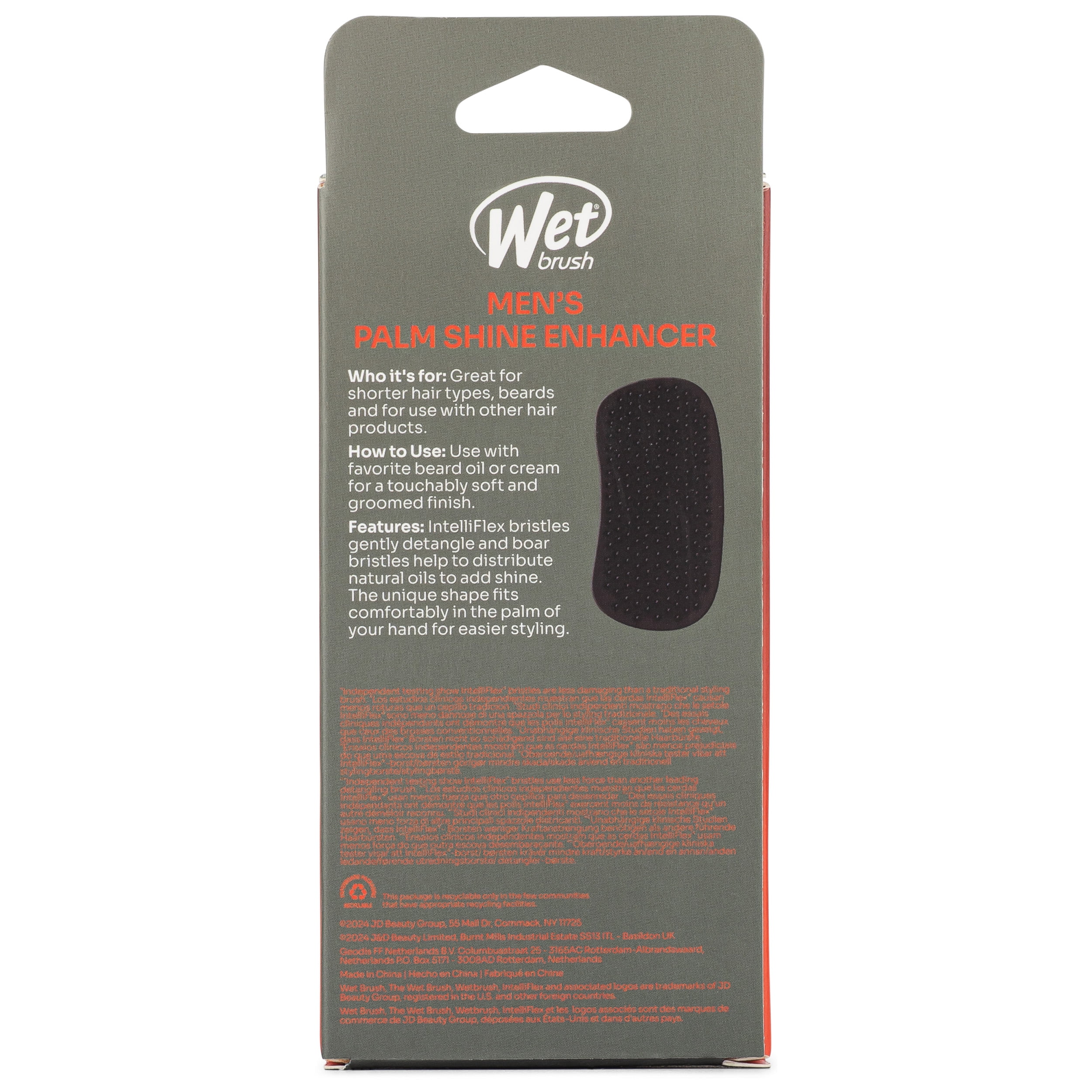 Wet Brush Men's Palm Shine Enhancer, Short Hair and Beards - Black, 1CT