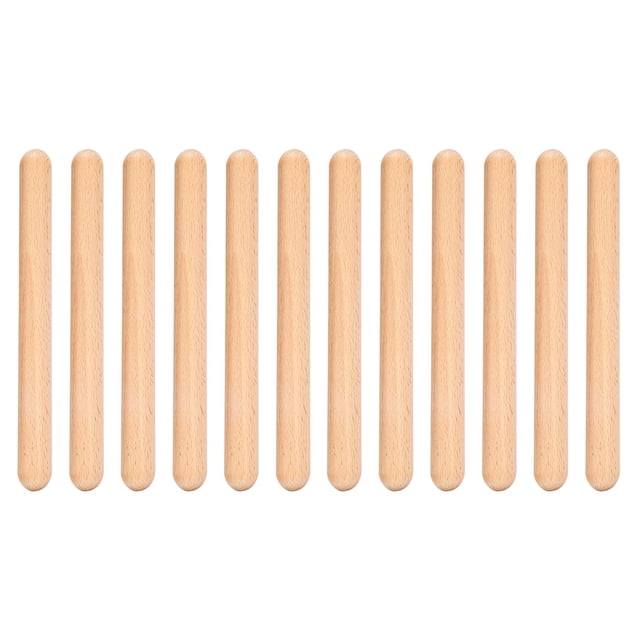 6 Paires de Clavettes en Bois Instrument de Percussion Musical Bâtons de Rythme Jouet Musical pour Enfants, 12 x Bâton de Rythme, Couleur Bois