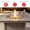 thumbnail image 6 of CostaElm 42'' Outdoor Propane Fire Pit Table, 55,000 BTU Heat Output Square Fire Pit Table with Glass Wind Guards & Removable Lid for Outside Patio, All-Weather HDPE Material, Weathered Wood, 6 of 7