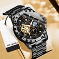 thumbnail image 1 of Reloj Mecánico para Hombre con Cielo Estrellado, Correa de Acero Bicolor Impermeable de 30 M con Fases Lunares Luminosas, 1 of 6
