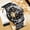 Black steel-black surface-rose nails, variant on Men's Starry Sky Mechanical Watch, 30M Waterproof Luminous Moon Phase Two-Tone Steel Band