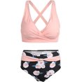 thumbnail image 3 of LAICAIW Womens Two Piece Swimsuits Wrap Front Bikini High Waisted Bottom Tummy Control Bathing Suits Vintage Print Swimwear, 3 of 7