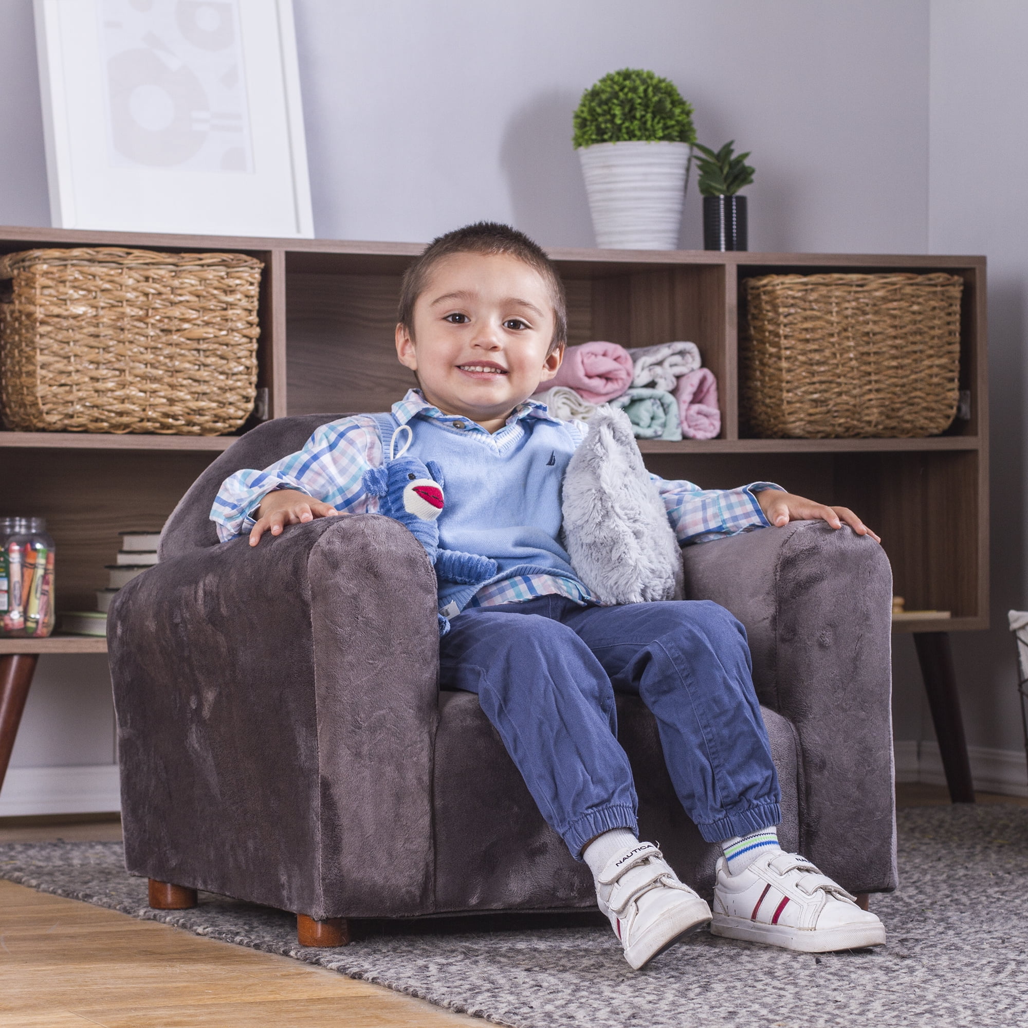 Keet Cozy Children s Chair Minky Charcoal Walmart