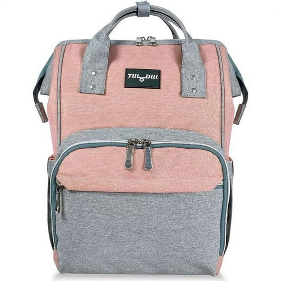 Tili Dili Premium Diaper Backpack with USB Charging Port (Blush Pink With Gray)