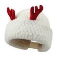 thumbnail image 2 of UTSJKR Women Cute Reindeer Antler Hat Girls 2026 Christma Hats Soft Warm Crochet Knitted Plush Hats Xmas Winter Comfy Caps White, 2 of 6
