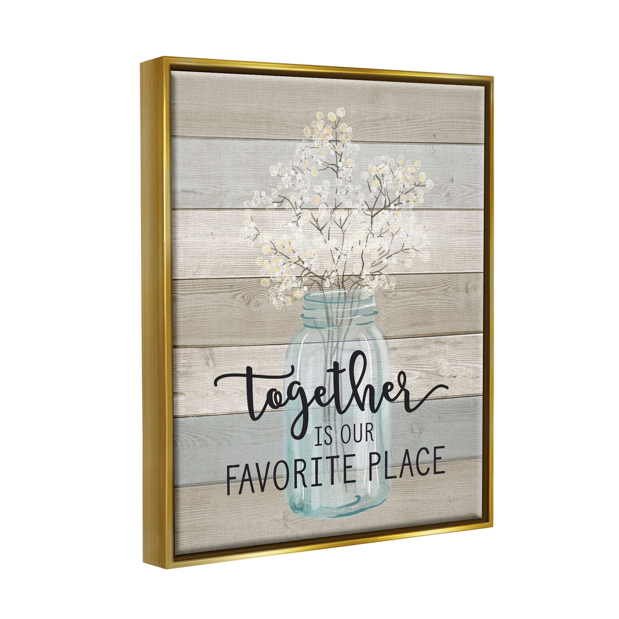 Stupell Industries Guests Feel At Home Metallic Gold Framed Floating Canvas Wall Art, 16x20, by Lettered and Lined